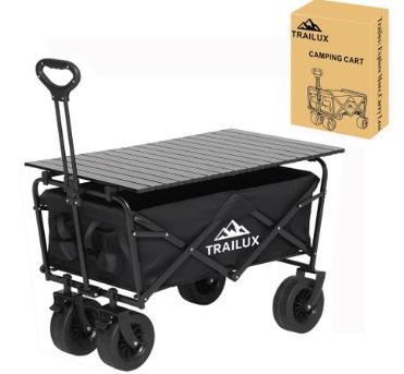 Trailux Double Brake Jumbo Adventure Foldable Wagon Cart with Foldable Table
