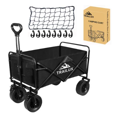 Trailux Double Brake Jumbo Adventure Foldable Wagon Cart with Cargo Net