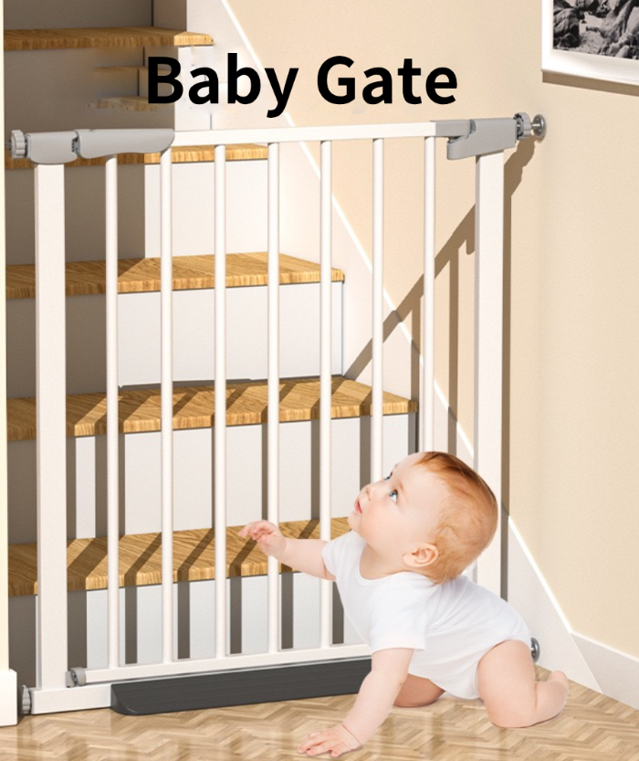 Adjustable Baby Gate Pet Gate with Tread Easy to Install 75-82cm
