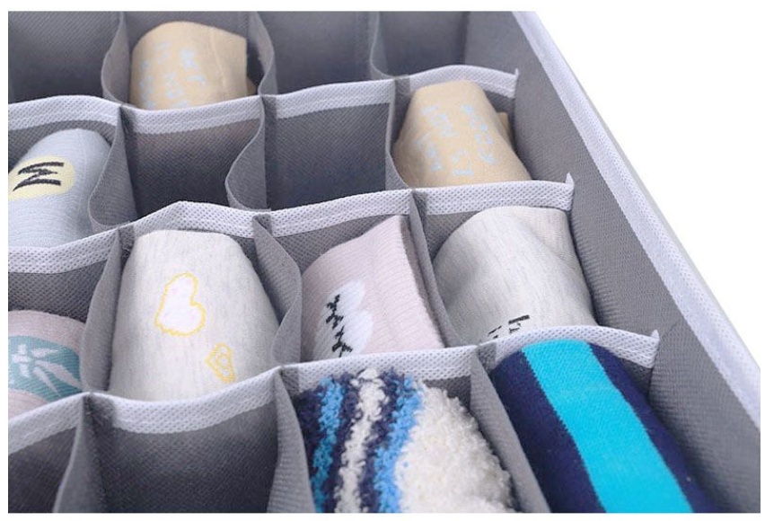 Jack Brown Drawer Organizers for Clothing, Bra and Underwear - Set of 4 - Light Grey