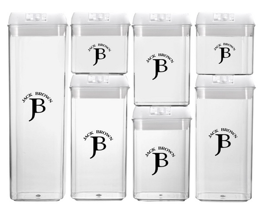 Jack Brown Air Tight Food Storage Containers with Labels & Marker - 7-Piece - White