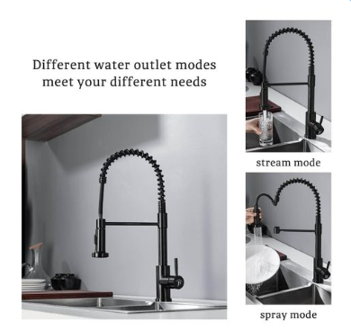Jack Brown Pull Out Kitchen Mixer Tap With Hose - Black
