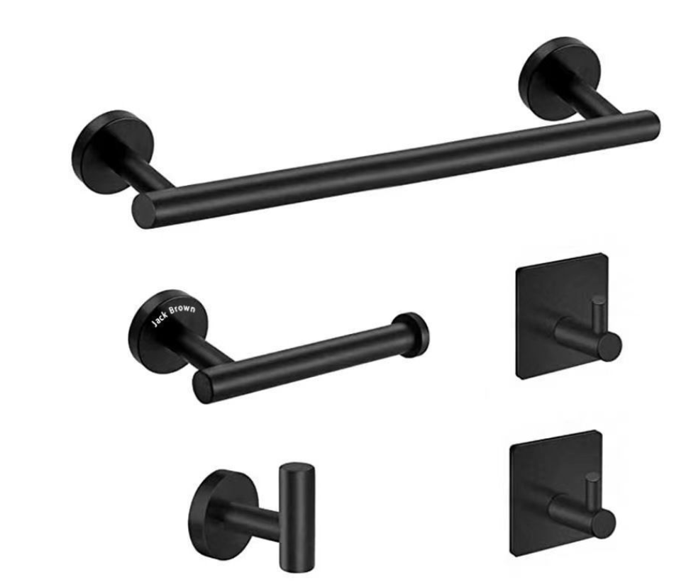 Jack Brown 5-Piece Round Bathroom Accessory Set - Black
