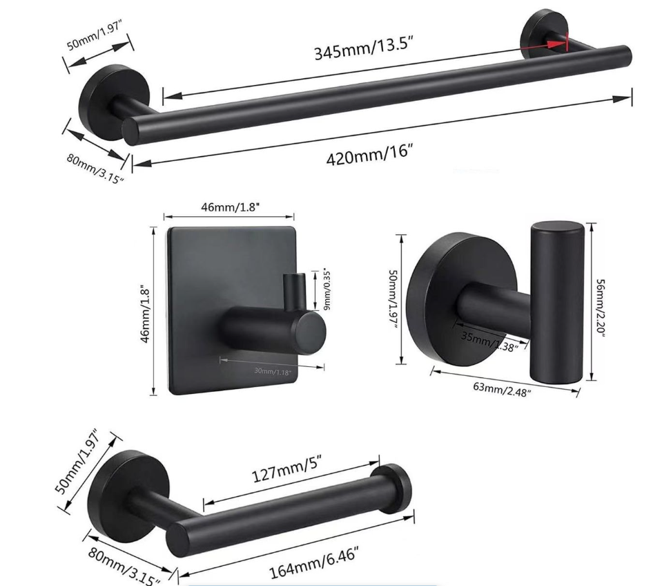 Jack Brown 5-Piece Round Bathroom Accessory Set - Black