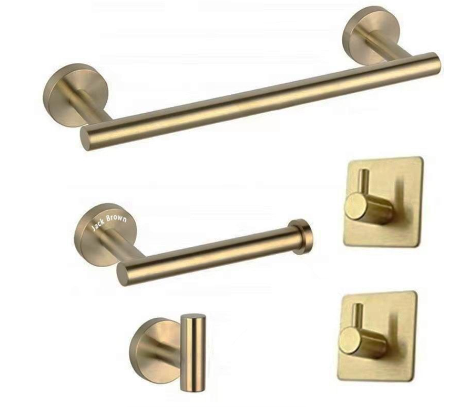 Jack Brown 5-Piece Round Bathroom Accessory Set - Gold