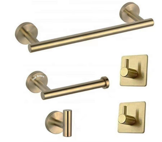 Jack Brown 5-Piece Round Bathroom Accessory Set - Gold