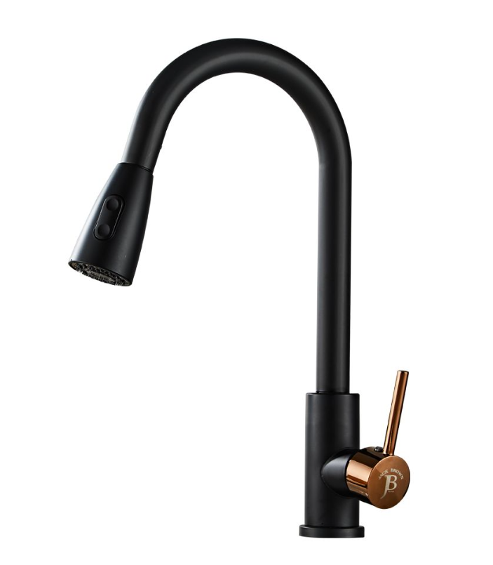 Jack Brown Stainless Steel Kitchen Pull Out Faucet - Black Rose
