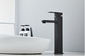 Jack Brown Square Tall Bathroom Basin Mixer Tap With Hose