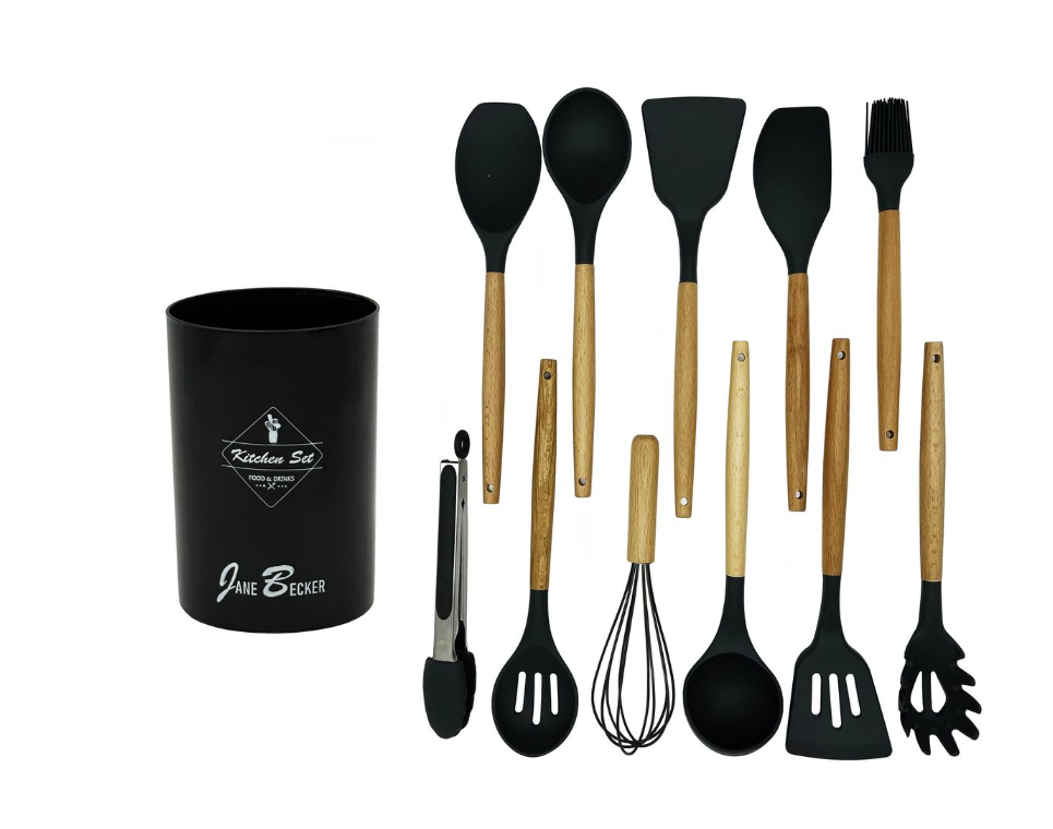 Jane Becker 12 Kitchen Utensil Set - Black