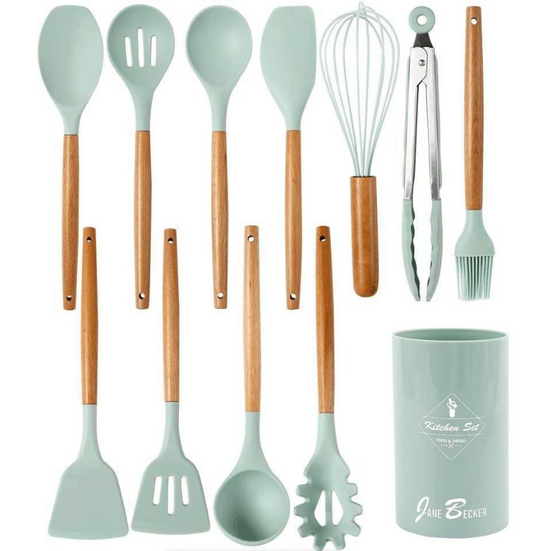 Jane Becker 12 Kitchen Utensil Set - Mint