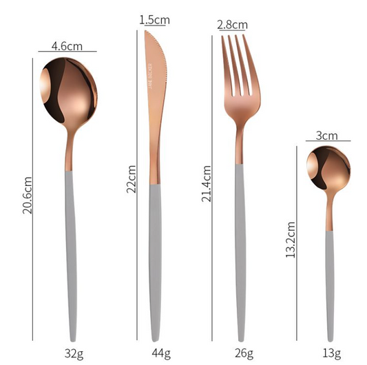 Jane Becker 24-Piece Stainless Steel Cutlery Set - Premium Quality - Grey & Gold