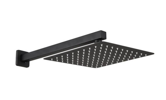 Jack Brown Unique Square Rain Fall Shower Head & Arm Set - Black