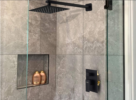 Jack Brown Unique Square Rain Fall Shower Head & Arm Set - Black