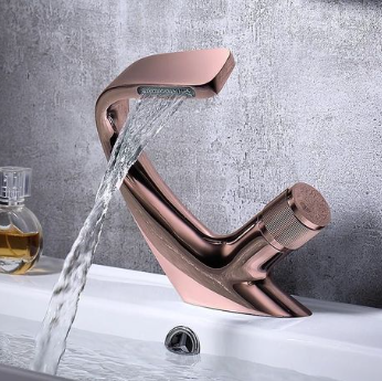Jack Brown Basin Sink Mixer Waterfall Faucet Bathroom Tap - rose gold