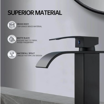 JOHLER Bathroom Faucet Tap Basin Mixer with Deck Plate & Hosepipes - Black