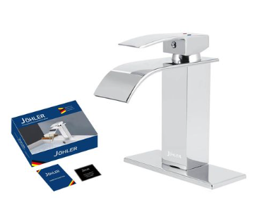 JOHLER Bathroom Faucet Tap Basin Mixer with Deck Plate & Hosepipes - Silver