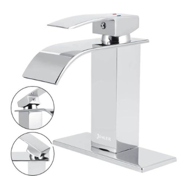 JOHLER Bathroom Faucet Tap Basin Mixer with Deck Plate & Hosepipes - Silver