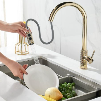 JOHLER Pull-Out Kitchen Faucet - German Quality - Gun Metal gold