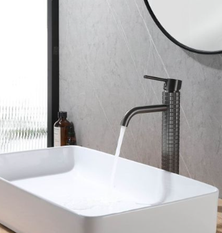 JOHLER Tall Basin Mixer with Hose - German Quality - Gun Metal