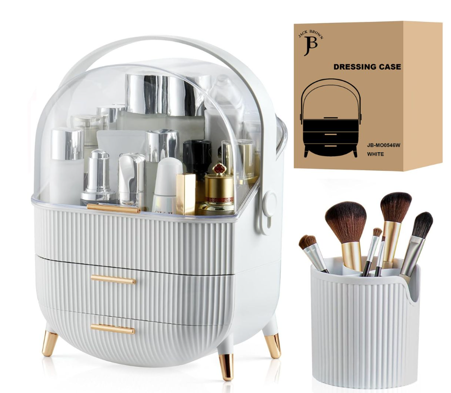 Jack Brown Make-up and Cosmetic Large Portable Storage Organizer  White