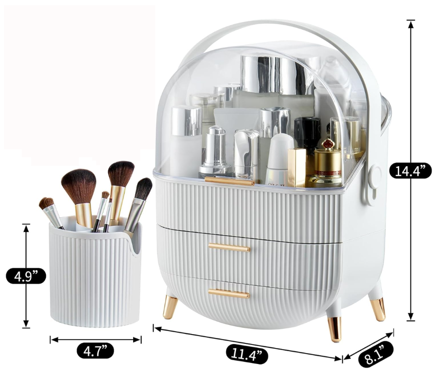 Jack Brown Make-up and Cosmetic Large Portable Storage Organizer  White