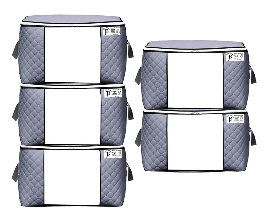 Jack Brown 5 Pack Large Closet Organizer Storage Bags for Bedding Blankets