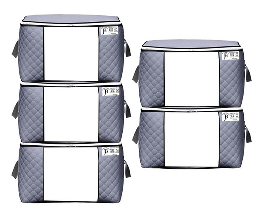 Jack Brown 5 Pack Large Closet Organizer Storage Bags for Bedding Blankets