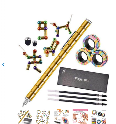 Jack Brown Golden Magnetic Fidget Pen Set With Magnet Rings - Stress Relief
