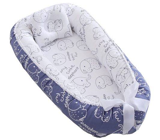 Jack Brown Baby Nest,Baby Lounger Co-Sleeping Baby Bassinet for Bed Newborn - Blue-Elephant