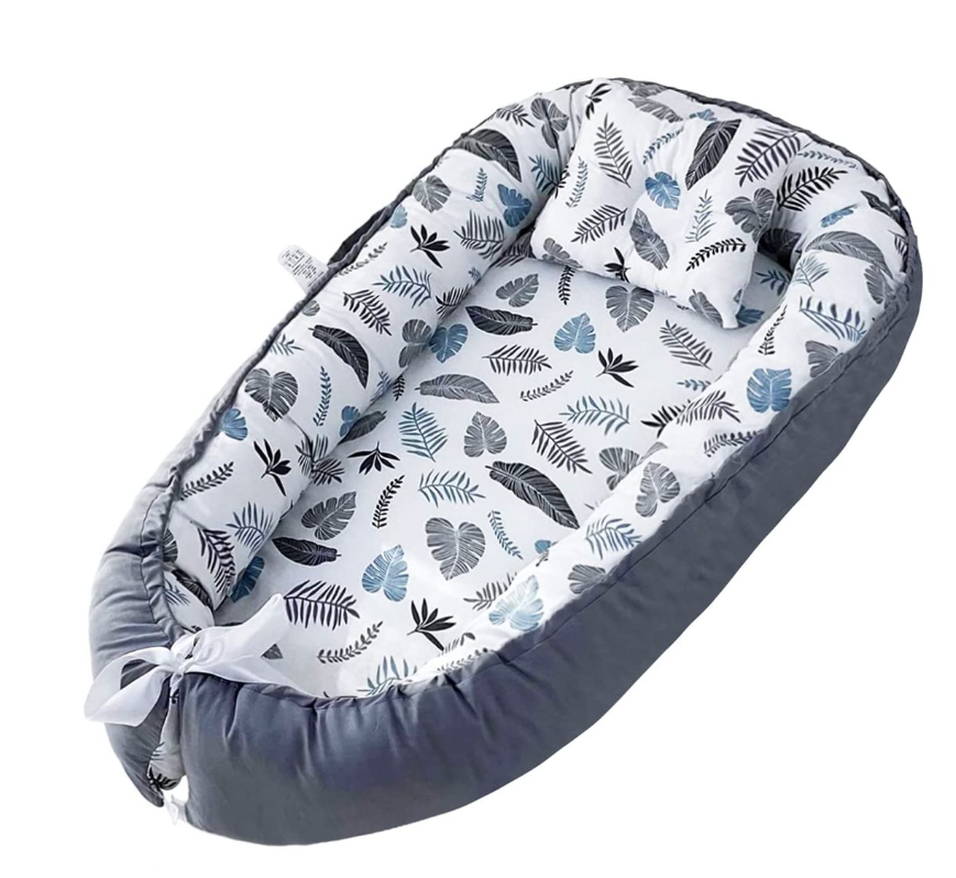 Jack Brown Baby Nest,Baby Lounger Co-Sleeping Baby Bassinet for Bed Newborn - Small-leaves