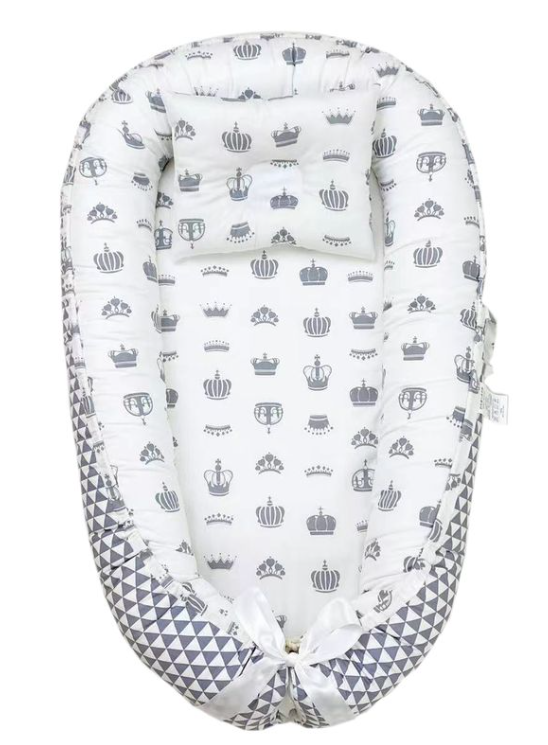 Jack Brown Baby Nest,Baby Lounger Co-Sleeping Baby Bassinet for Bed Newborn - White-Crown