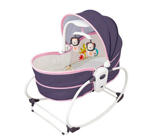 Jack Brown 5-in-1 Rocking Bounce Chair with Removable Bassinet and Melody Pink