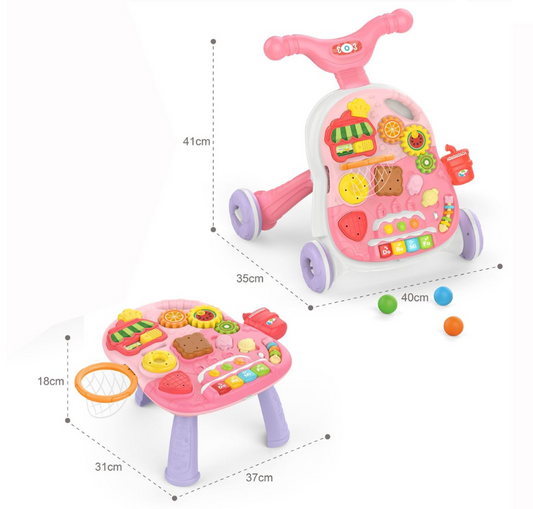 Jack Brown 4-in-1 Baby Sit-to-Stand Learning Walker Toy Pink