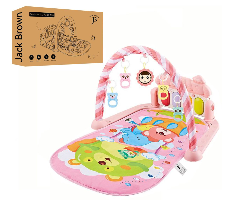 Jack Brown Baby Play Gym Piano Fitness Rack Mat -Pink
