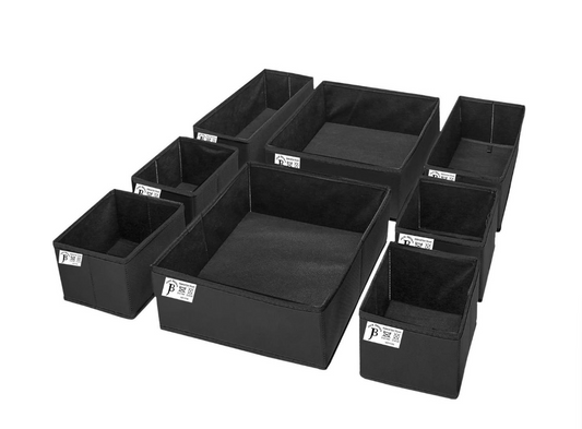 Jack Brown Foldable Storage Boxes for Clothes Underwear - Set of 8 - Black