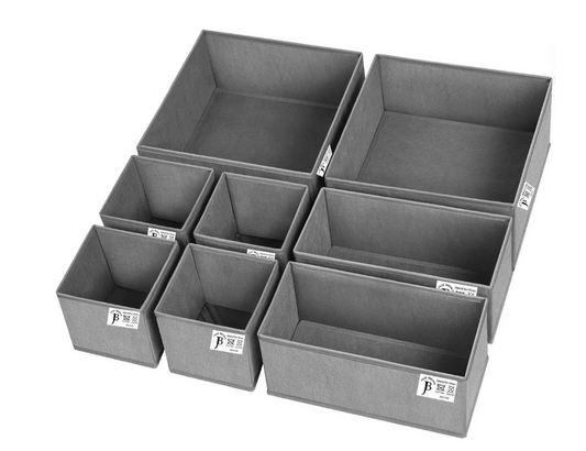 Jack Brown Foldable Storage Boxes for Clothes Underwear - Set of 8 - Grey