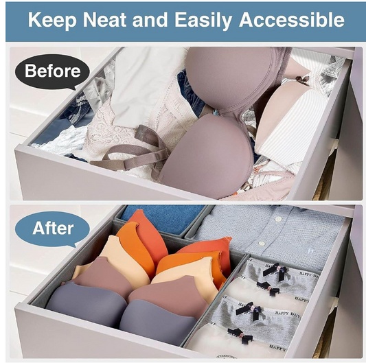 Jack Brown Foldable Storage Boxes for Clothes Underwear - Set of 8 - Grey