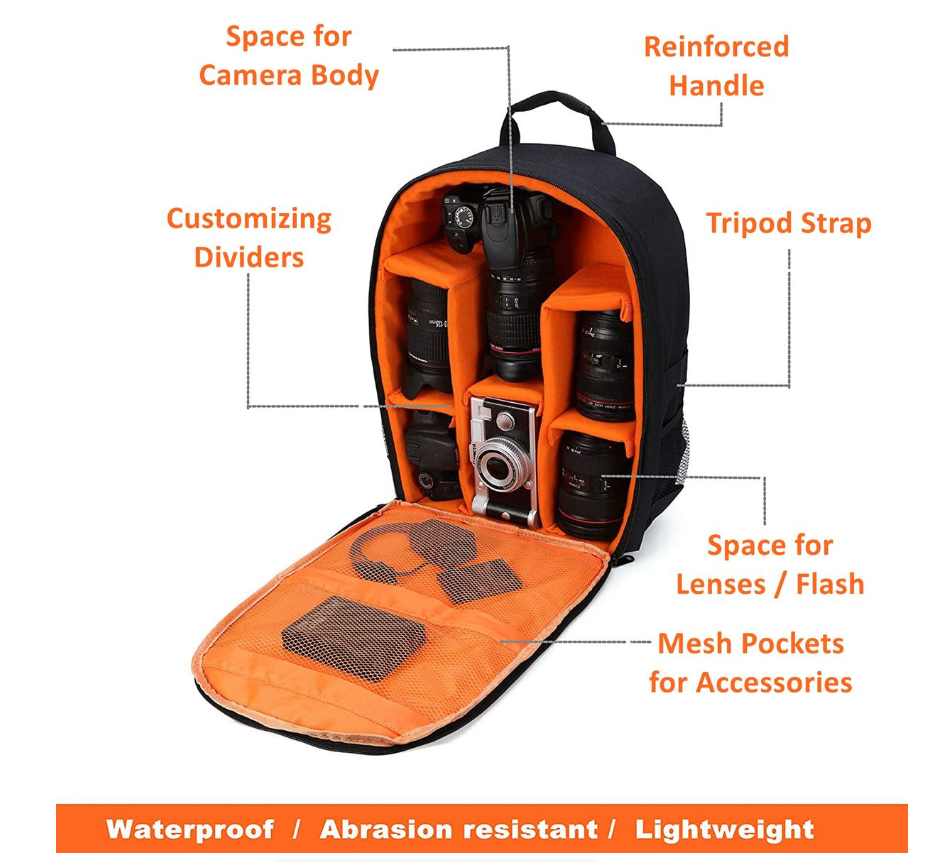 Jack Brown Waterproof Camera Backpack - Orange