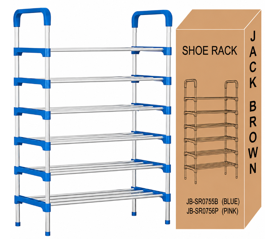 Jack Brown 6 Layer Shoe Storage Organizer Rack - Blue