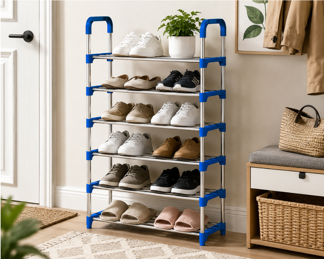 Jack Brown 6 Layer Shoe Storage Organizer Rack - Blue