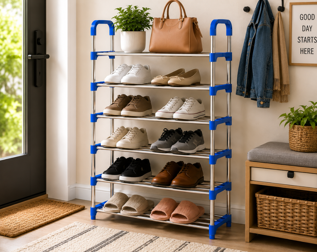 Jack Brown 6 Layer Shoe Storage Organizer Rack - Blue