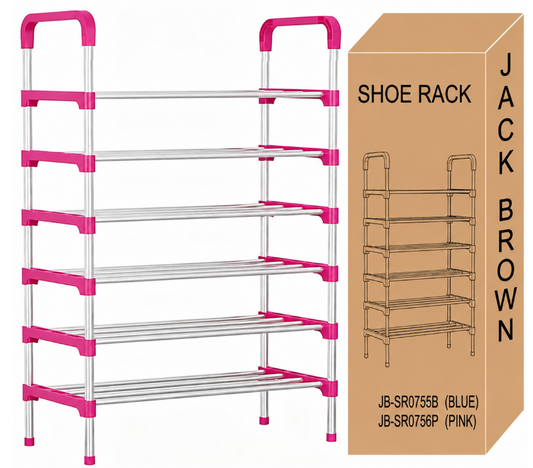 Jack Brown 6 Layer Shoe Storage Organizer Rack - Pink
