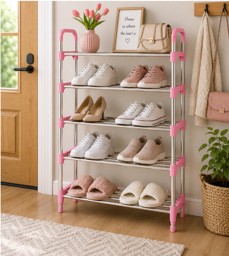 Jack Brown 6 Layer Shoe Storage Organizer Rack - Pink