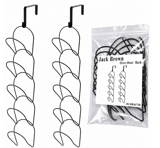 Jack Brown Over-Door Hat Rack Vertical 5-Tier Hanging Cap & Bag Organizer - Black