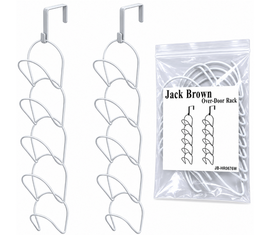 Jack Brown Over-Door Hat Rack Vertical 5-Tier Hanging Cap & Bag Organizer - White