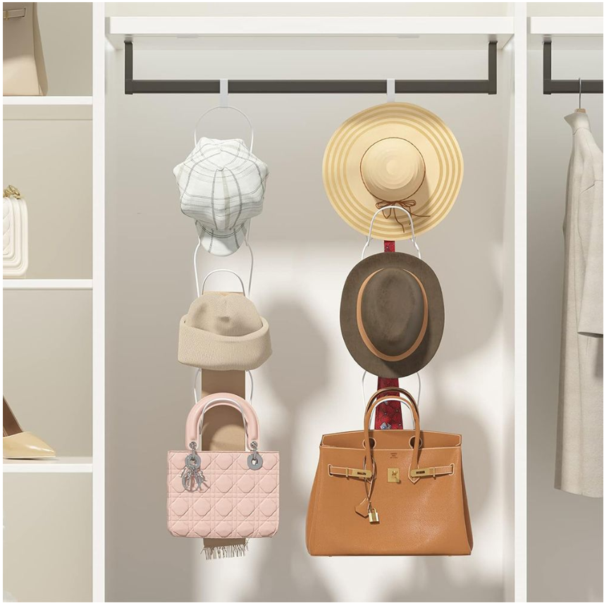 Jack Brown Over-Door Hat Rack Vertical 5-Tier Hanging Cap & Bag Organizer - White