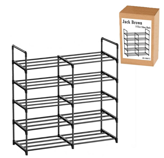 Jack Brown 5-Tier Shoe Rack Heavy Duty S/S Space Saver Organizer