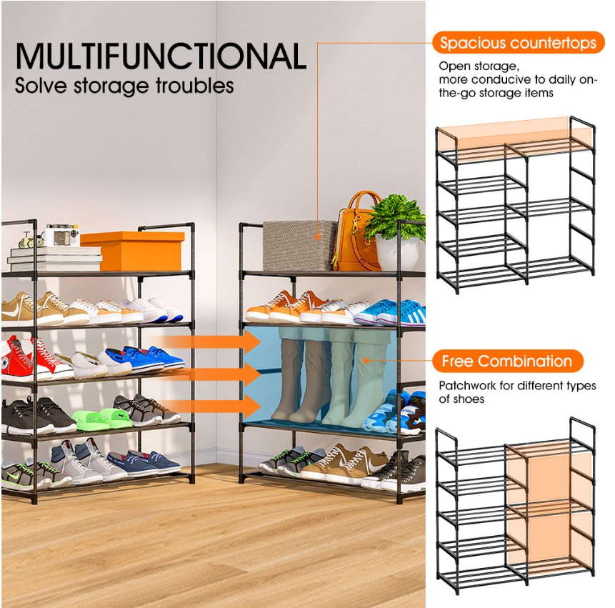 Jack Brown 5-Tier Shoe Rack Heavy Duty S/S Space Saver Organizer
