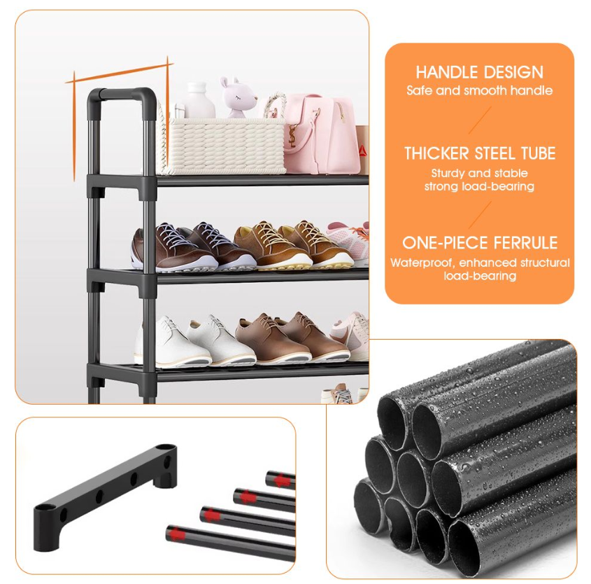 Jack Brown 5-Tier Shoe Rack Heavy Duty S/S Space Saver Organizer