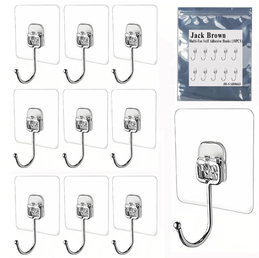 Jack Brown Multi-Use Self Adhesive Hooks Pack of 20